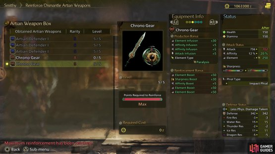 which will give said weapon random bonuses to sharpness, elemental damage, attack and affinity.