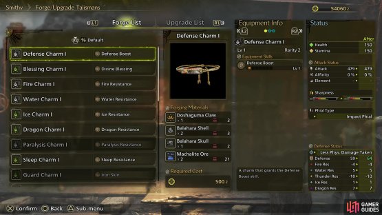 Gemma will craft and upgrade talismans, provided you find the required materials,