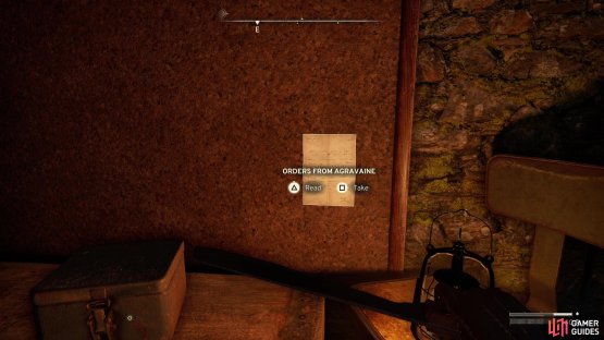 and find the &ldquo;Orders from Agravaine&rdquo; note on some cork board.