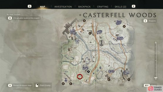 This pamphlet can be found southwest of the Stone Circle Landmark in Casterfell Woods.