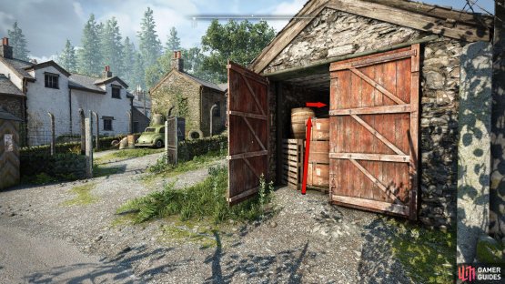 Climb over the obstructions in the small building at the front of the Outpost.