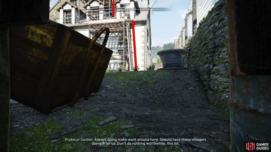 You&rsquo;ll want to head up to the top of the outpost using the provided ladders.