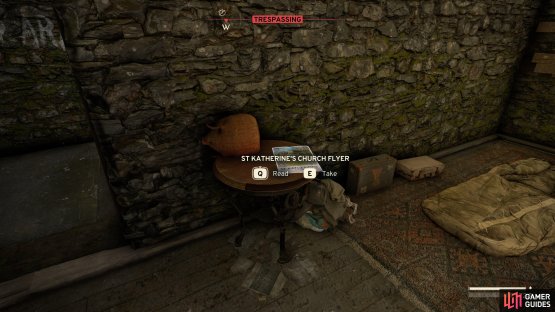 Make your way to the top of the house to find the pamphlet sitting on the table.