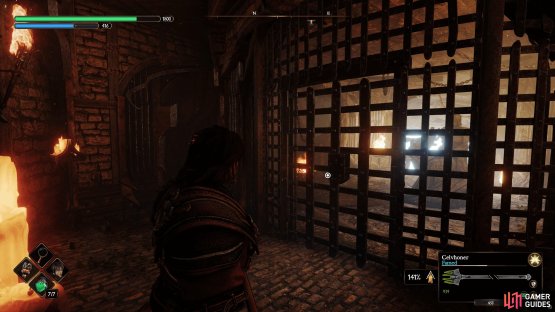 The statue is locked behind a gate, down the stairs to the left of the Anvil.