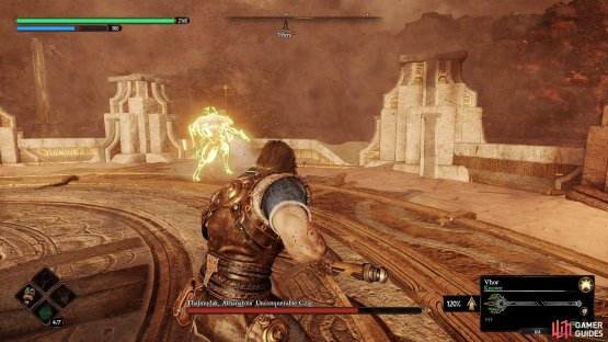 If it hits you, he&rsquo;ll teleport into you. If it misses, he&rsquo;ll teleport to the sword. Chase after him and punish the missed attack.