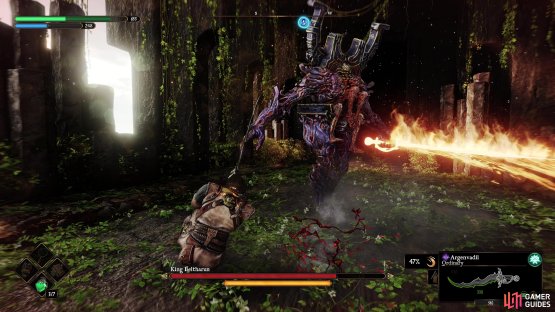 The Fire Slash hits in a large arc or a slam at long range.