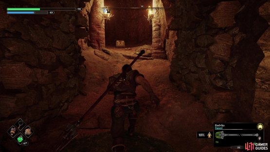 Power up the medallion and use it on the statue to blow a hole in the wall leading to this Forge Criptex.