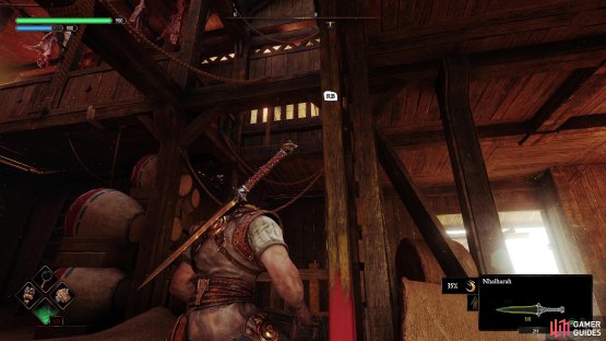 Once you drop down, boost Adso to drop this ladder leading to the Life Criptex.