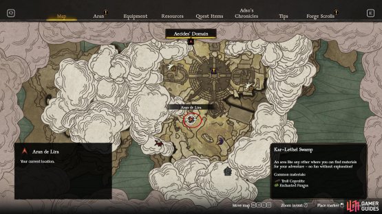 Make your way south out of the Forger&rsquo;s Sanctum in the Kar-Lethel Swamp.