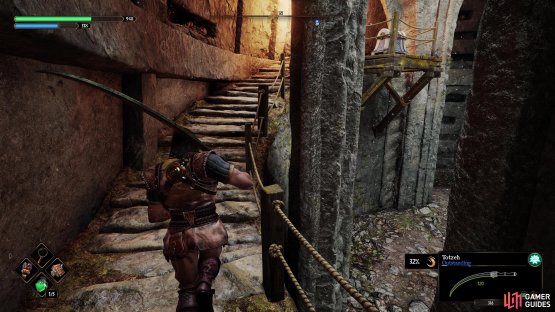 Defeat the Setanza, climb the rope in the tower, and go to the top of the stairs to find the Life Criptex.
