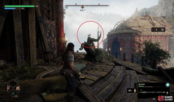 The Crow is on top of the statue near the Eagles Bridge Anvil.