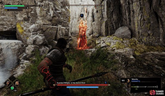From the Iron Castle Entrance Anvil, go through the gap in the cave to the southwest. Follow the path north to find the Templar.