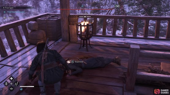 then climb up to the roof of the watchtower and examine the corpse.