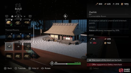 and you&rsquo;ll be able to build the Zashiki, increasing the potency of your rations by 20%.