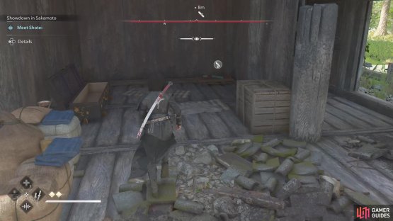 Look inside the building right in front of you from the top of the stairs.