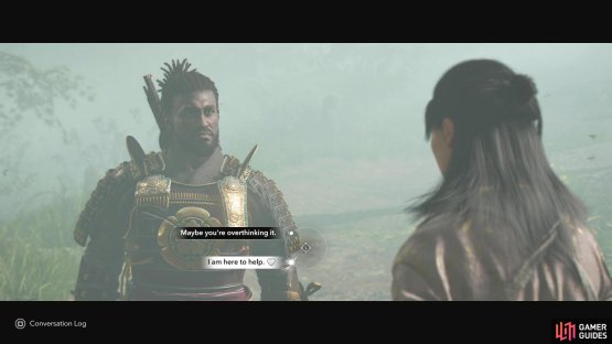 Pick the bottom option before infiltrating the fort to continue the romance with Ibuki.