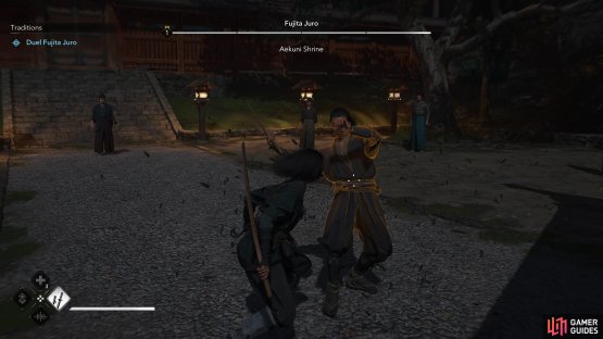 Defeat Fujita Juro in duel