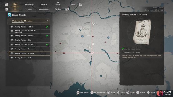 As an unexpected mercy, info on the bounty will be posted on the map.