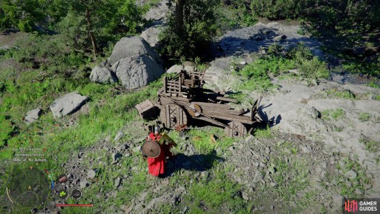 At one switchback you&rsquo;ll find a wagon to the west of the road - stop and look near the larger wheel to find this Extra Large Bag!