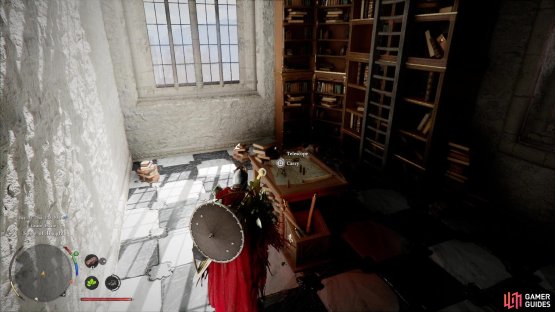 On the third floor, search a table to the southwest to find a Telescope,