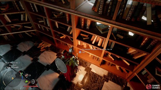 then search another bookshelf to find the &ldquo;Two-Handed Swords of the World, Vol. III&rdquo; crafting book.