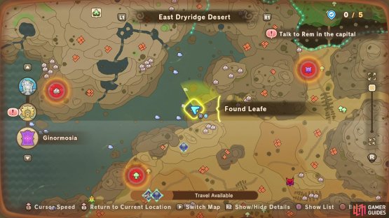 The first Leafe is found north of the tower in the region.