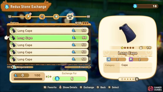 or you can exchange unwanted gear to the Redux Stone Exchange in the Capital of Mysteria.