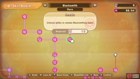 Unlock the &ldquo;Remake&rdquo; skill in various crafting skill trees,