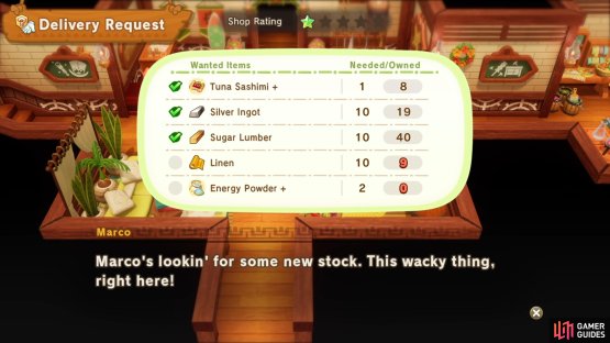 Each level will ask you to bring specific items, some of which can only be crafted.