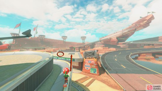 When you can see Luigi&rsquo;s Tires, jump off the rails to the other roof, where you&rsquo;ll find the panel.