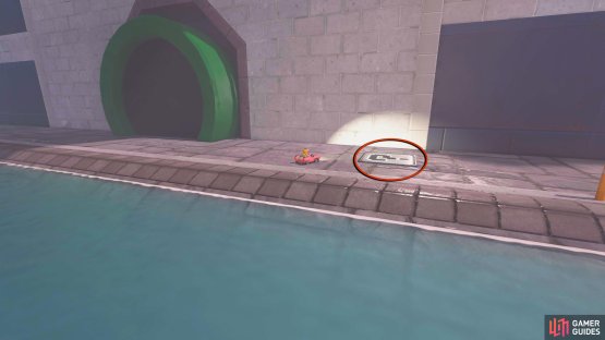 Now, drive under the bridge toward the warp pipe, and you&rsquo;ll find the panel to the right of it.
