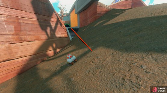 From the last panel, go up the brown slope and head up the stairs to your left.