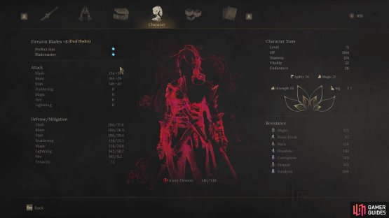 In the Character Menu, you’ll find out your exact Madness under the silhouette.