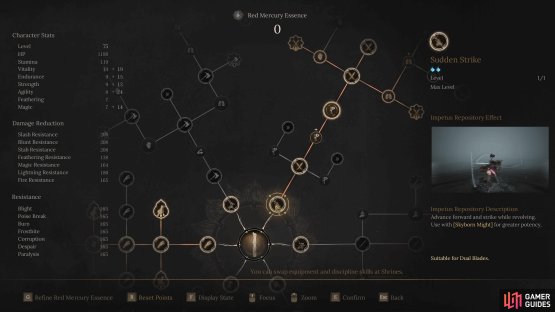 The Dual Blades skill tree starts with Sudden Strike in the top right corner.