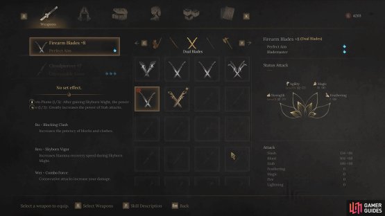 There are six weapons per weapon type to choose from.