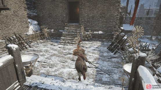 Progress through the fort, and you&rsquo;ll go across a bridge to a house with pinwheels outside.