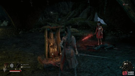 You&rsquo;ll find the Red-Clad Lady next to the Avian Dwelling shrine.
