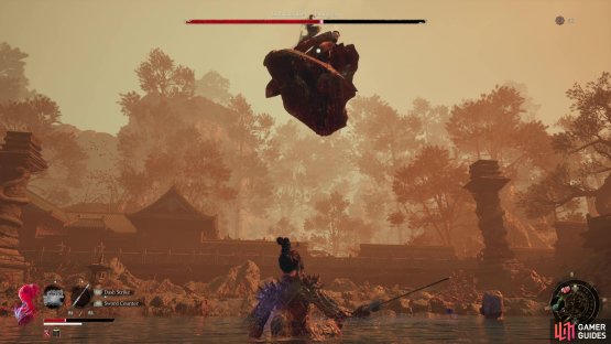You can punish Honglan&rsquo;s Leaping Slash if you dodge forward at this point.