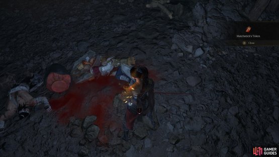 If you tried helping Matchstick find his Granny, then he will be found inside the Mort Grotto surrounded by the Cursed Miners. Image via Gamer Guides / 505 Games.