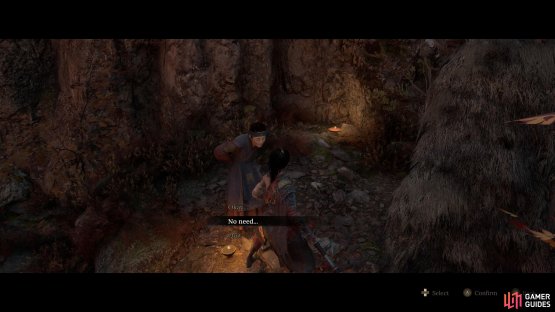 Meeting Qiao Ying at the Refugee Camp gives you what appears to a fake choice about her collecting fruit. Image via Gamer Guides / 505 Games.