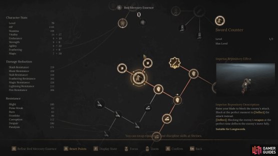 Sword Counter is the focus of the Parry build, as you won&rsquo;t be able to use it until you unlock it.