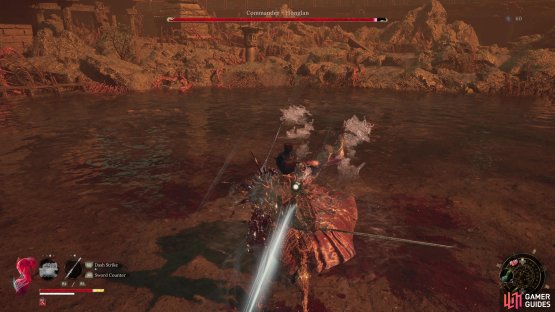 You want to bait Honglan into using Thrust Attack as much as possible.