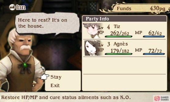 The inn is a bit costly, but it&rsquo;s the most efficient way to restore HP and MP.