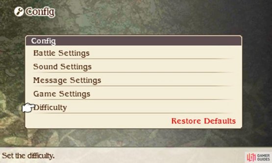 Go to &ldquo;Tactics&rdquo; in the main menu, then go down to &ldquo;Config&rdquo; and &ldquo;Difficulty&rdquo; to adjust these settings.