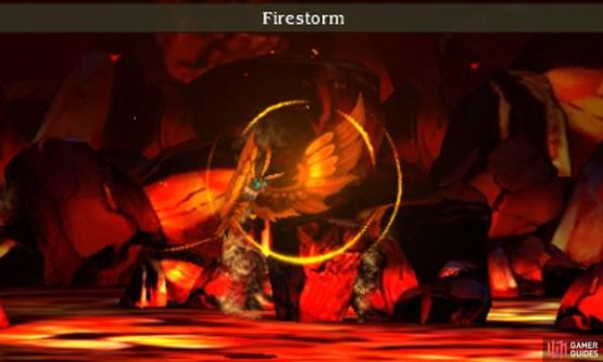Firestorm is cheap to use and its damage scales better compared to magic.