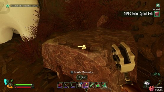An example of Brittle Quartzite in Grounded 2, found inside an early game cave. Image via Gamer Guides / Obsidian