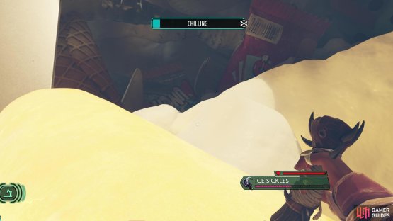 Stand on the Spork as it will reduce your Chilling effect when you don&rsquo;t need to fight enemies. Image via Gamer Guides / Obsidian.