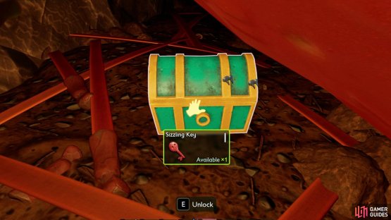 Use the Tier 2 Shovel to dig up the buried treasure underneath the Popcap leaf, southwest of the tree trunk. Image via Gamer Guides / Obsidian.