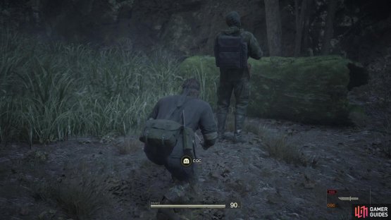 Use L1 to sneak up behind a guard, until you see the CQC prompt.