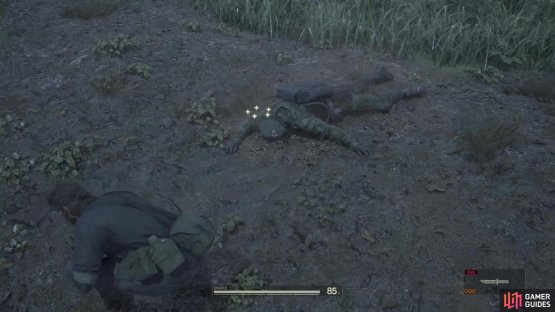 In conjunction with the analog stick, use CQC to immediately throw the guard to the ground, knocking him out.